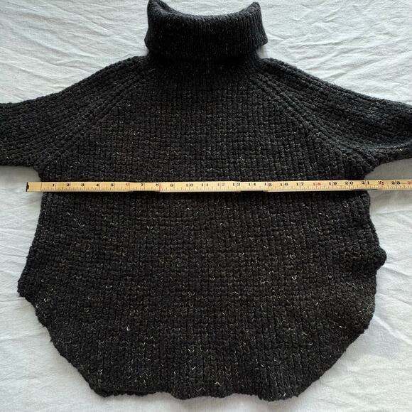Free People Size Small Dark Gray Dylan Waffle Knit Oversized Turtleneck Sweater - Picture 4 of 6